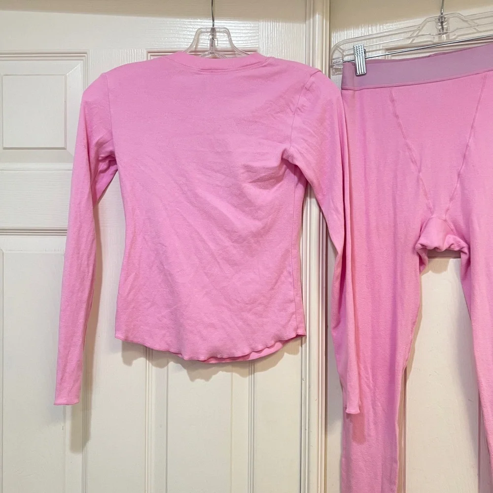 SKIMS Pink Cozy Pajama Set Intimates Sleepwear - Two Piece Set -‎ small Kim K - Picture 11 of 11